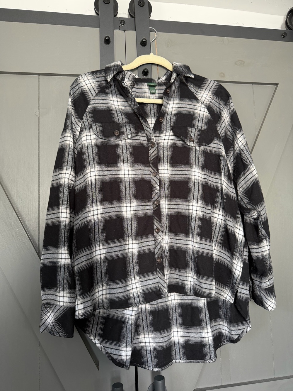 Wild Fable Black White Plaid Oversized Flannel Shirt M